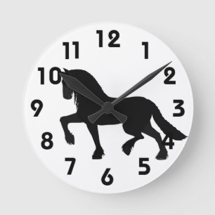 Friesian Horse Clock Ronde Klok