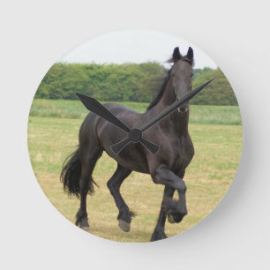 Friesian Horse Clock Ronde Klok