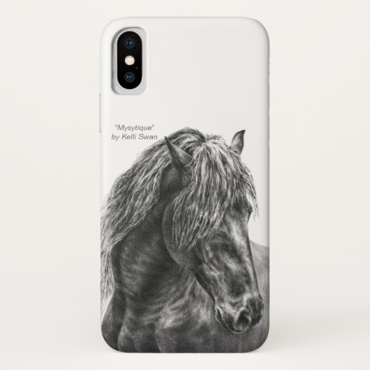 Friesian Horse Portrait Wavy Mane Case-Mate iPhone Case (Achterkant)