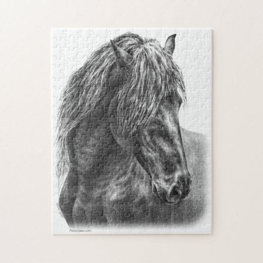 Friesian Horse Portrait Wavy Mane Legpuzzel (Verticaal)