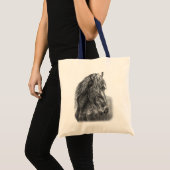 Friesian Horse Portrait Wavy Mane Tote Bag (Voorkant (product))