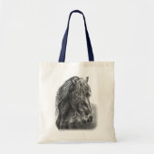 Friesian Horse Portrait Wavy Mane Tote Bag (Voorkant)