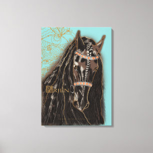 Friesian Horse - Wrapped Canvas Afdruk