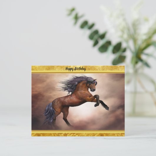 Friesisch bruin paard dat zich voortplant met slec briefkaart (Staand voorkant)