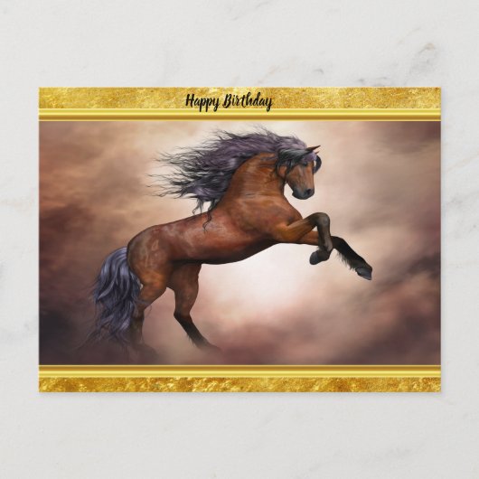Friesisch bruin paard dat zich voortplant met slec briefkaart (Voorkant)