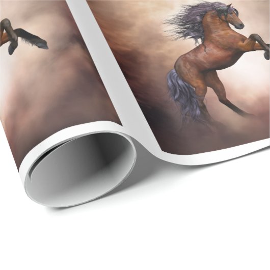 Friesisch bruin paard dat zich voortplant met slec cadeaupapier (Rol Hoek)