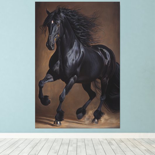 Friesisch paard - Olieverf Canvas Afdruk (Insitu (Houten vloer))