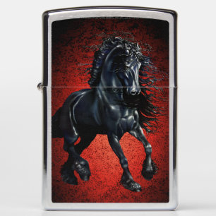 Friesisch paard, silhouet/goud/zwart/zwart/zippo