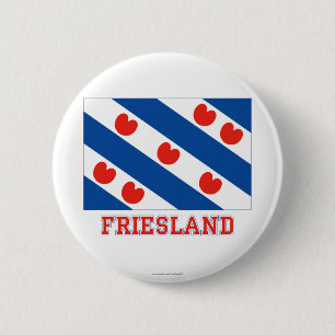 Friesland Flag met naam Ronde Button 5,7 Cm
