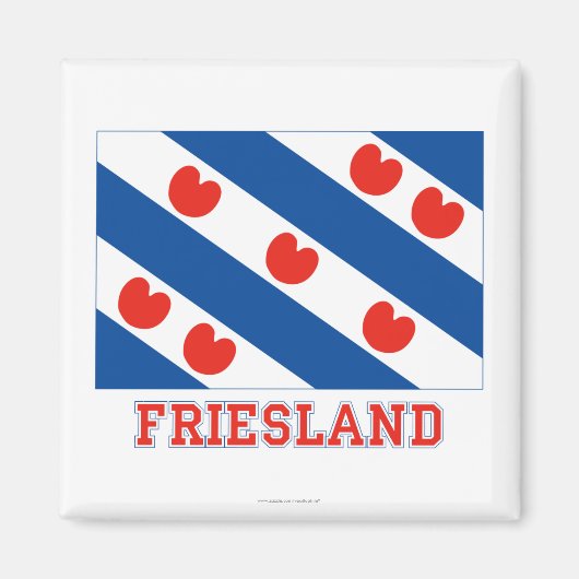 Friesland Vlag met naam Magneet (Voorkant)