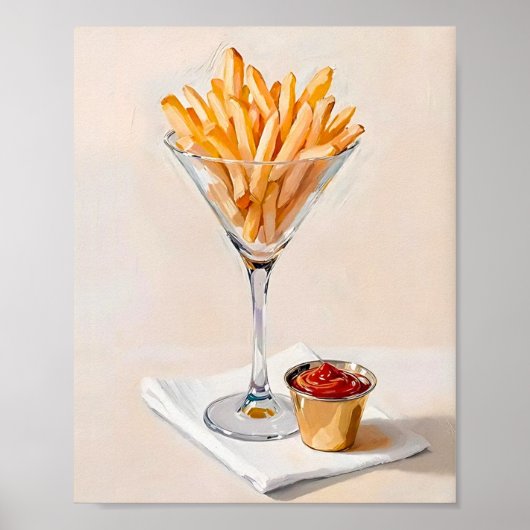 Frietjes in Martini glas Poster (Voorkant)