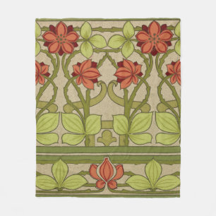 Frieze Border Art Nouveau Floral Fleece Deken