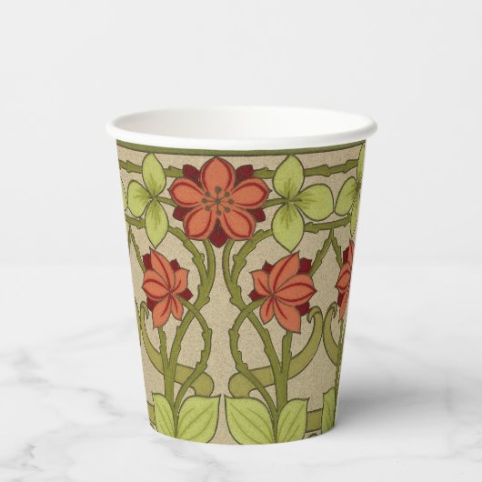 Frieze Border Art Nouveau Floral Papieren Bekers (Achterkant)
