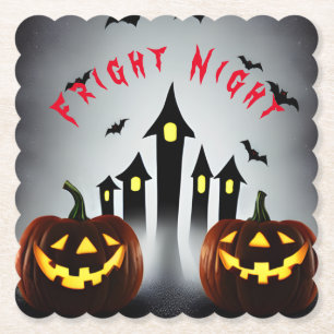 Fright Night Creepy Halloween Jack 'o Lantern Kartonnen Onderzetters