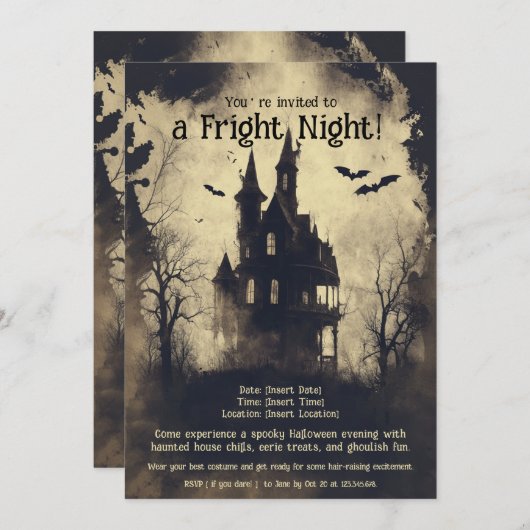 Fright Night Halloween Fête Invitation (Devant / Derrière)
