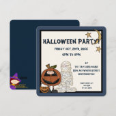 Fright Night Monsters 2 Halloween Party Invite Kaart (Voorkant / Achterkant)