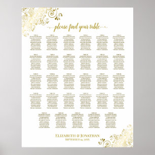 Frilles Gold 29 Tableau Mariage Plat Blanc