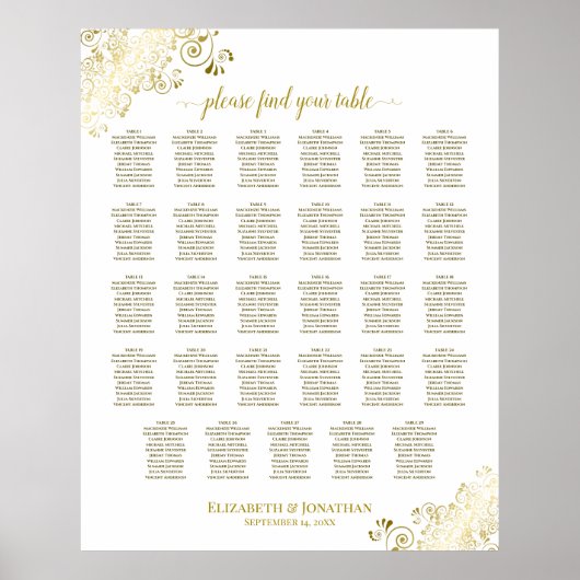 Frilles Gold 29 Tableau Mariage Plat Blanc (Devant)