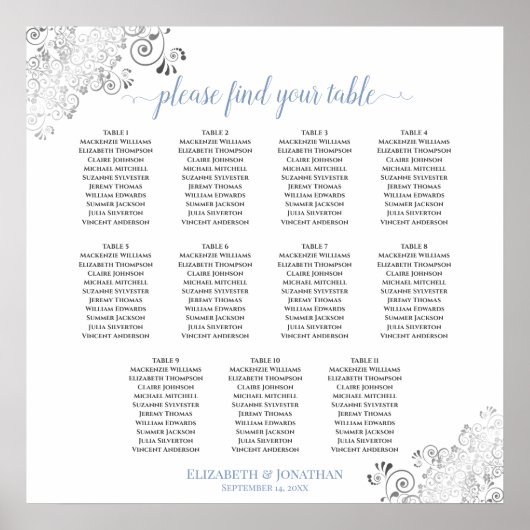 Frilly 11 Table Dusty Bleu sur le tableau blanc Si (Devant)