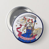 Frilly Black Death Ronde Button 7,6 Cm (Voorkant /achterkant)