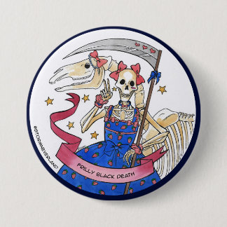 Frilly Black Death Ronde Button 7,6 Cm