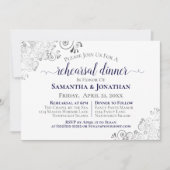 Frilly Elegant Navy Blue Wedding Rehearsal Dinner Kaart (Voorkant)