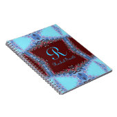 Frilly Fractals Blue Red Personalized Notitieboek (Rechterzijde)