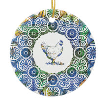 Frilly kip in blauw en groen