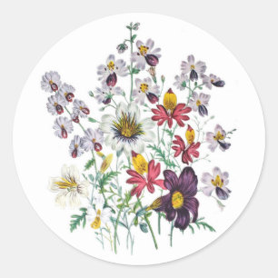 Fringebloemen en Velvet Trumpet Flowers Ronde Sticker