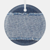 Fringed denim blue jeans lijst. glas ornament (Voorkant)