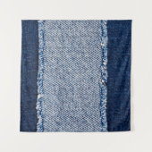 Fringed denim blue jeans lijst. wandkleed (Voorkant (horizontaal))