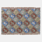 Fringed Throw deken met tekenwerktuig gingko print (Voorkant)