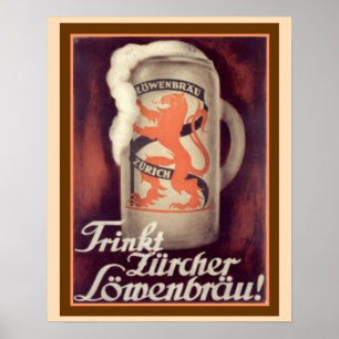 Frinkt Lurcher Lowenbrau Vintage AD 16 x 20 Poster