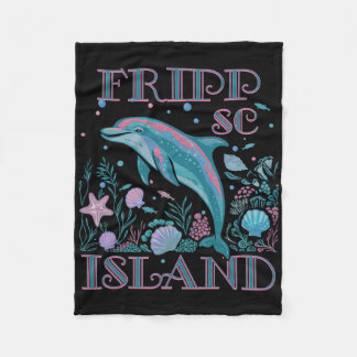 Fripp Island Sc Dolfijnliefhebber Kleurrijk Strand Fleece Deken