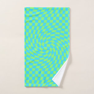 Fris licht blauw & groen vervormd geruit patroon handdoek