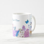 Fris paarse blauw Bloemen zomerbloei Koffiemok (Voorkant rechts)