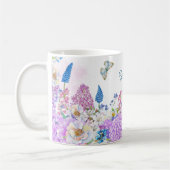 Fris paarse blauw Bloemen zomerbloei Koffiemok (Links)
