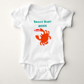 Frisbee Crab Beach Baby gepersonaliseerd Romper (Voorkant)
