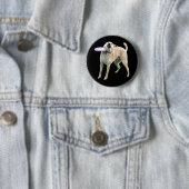 Frisbee Dog Meme Pin Button (In situ)