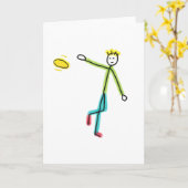 Frisbee Throwing Stickman Kaart (Gele Bloem)