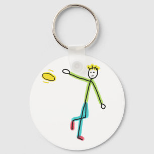Frisbee Werpende Stickman Sleutelhanger