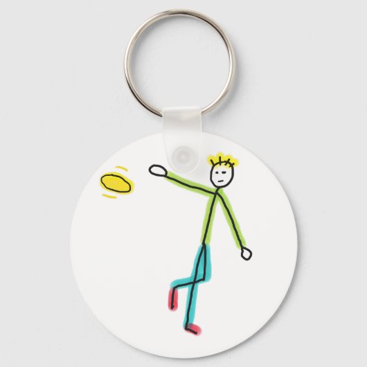 Frisbee Werpende Stickman Sleutelhanger (Voorkant)