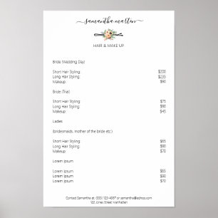 Friseur Haarnadel Blumen Preishear Poster