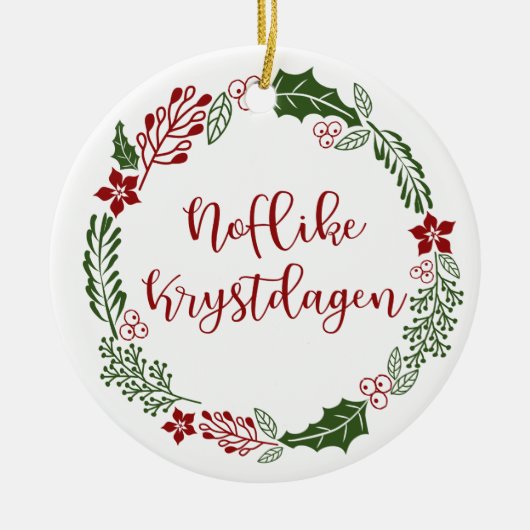 Frisian Merry Kerstmis Wreath, Noflike Krystdag Keramisch Ornament (Voorkant)