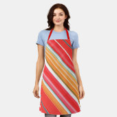 Frisse en heldere rode en gele streep schort (Gedragen)