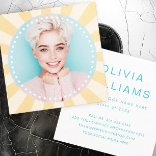 Frisse trendy sunburst student afstuderen foto vierkante visitekaartje