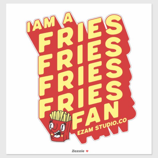 "Frites Fan - Leuk en speels design" Sticker (Vel)
