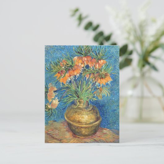 Fritillaries in een koperen vaas Van Gogh Briefkaart (Staand voorkant)