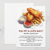 Friture de poisson & frites – Invitation décontrac (Devant / Derrière)