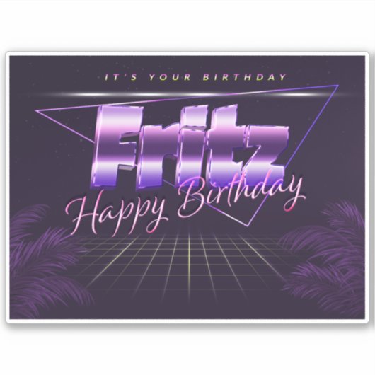 Fritz Name Prénom lila retro Sticker (Devant)